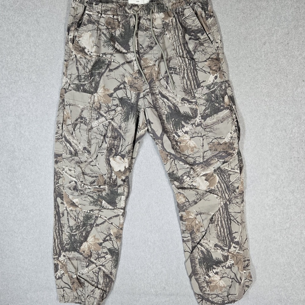 Hollister Men Pants L Gray Cargo Camouflage Y2K Grunge Relaxed 29" Inseam Baggy
